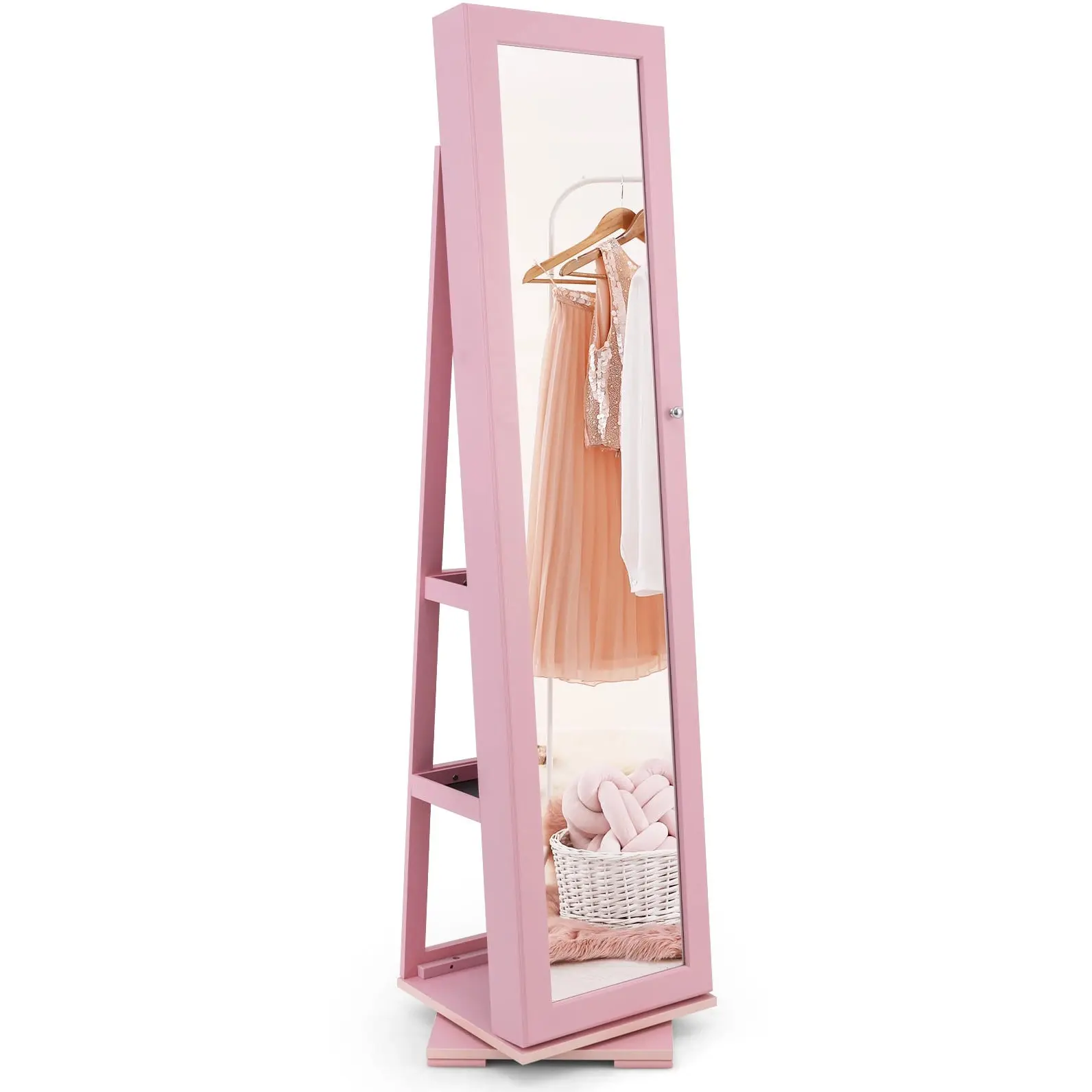 Dulap-oglinda pentru bijuterii Costway HW64483PI (Pink) - 2