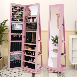 Dulap-oglinda pentru bijuterii Costway HW64483PI (Pink) Thumb