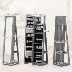 Dulap-oglinda pentru bijuterii Costway HW64483YA (Grey) Thumb