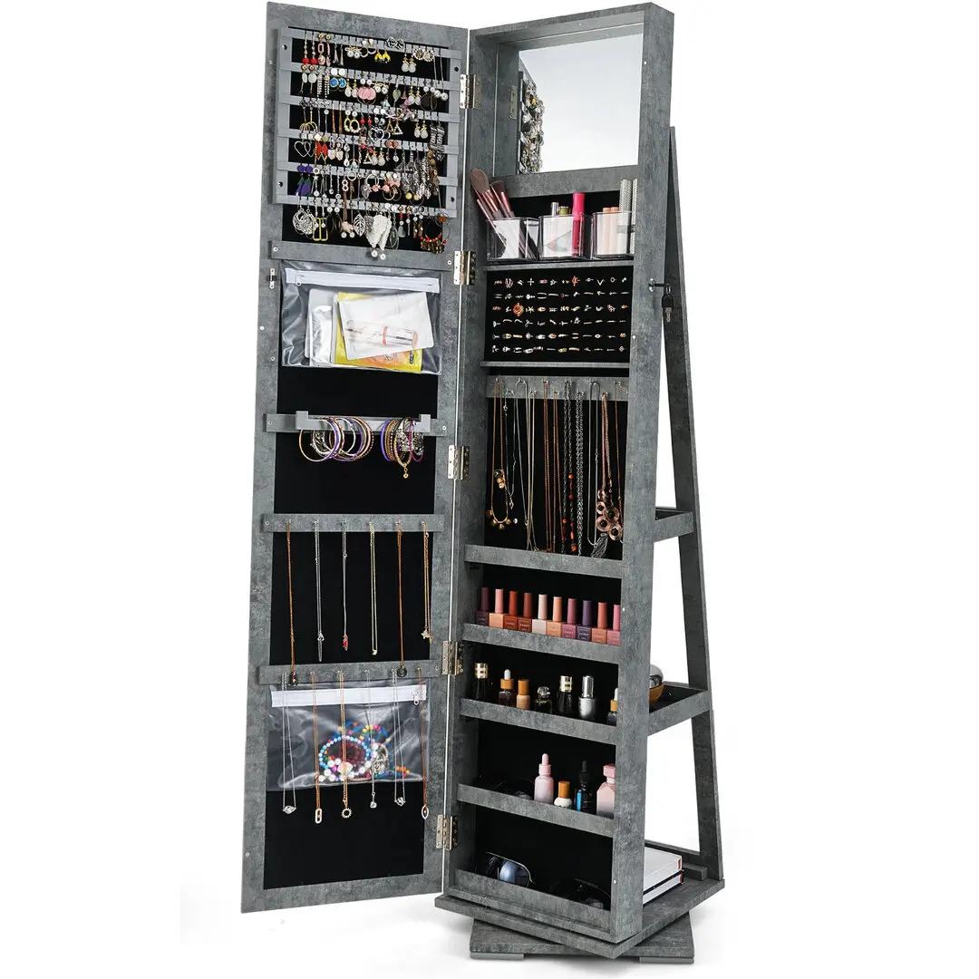 Dulap-oglinda pentru bijuterii Costway HW64483YA (Grey)