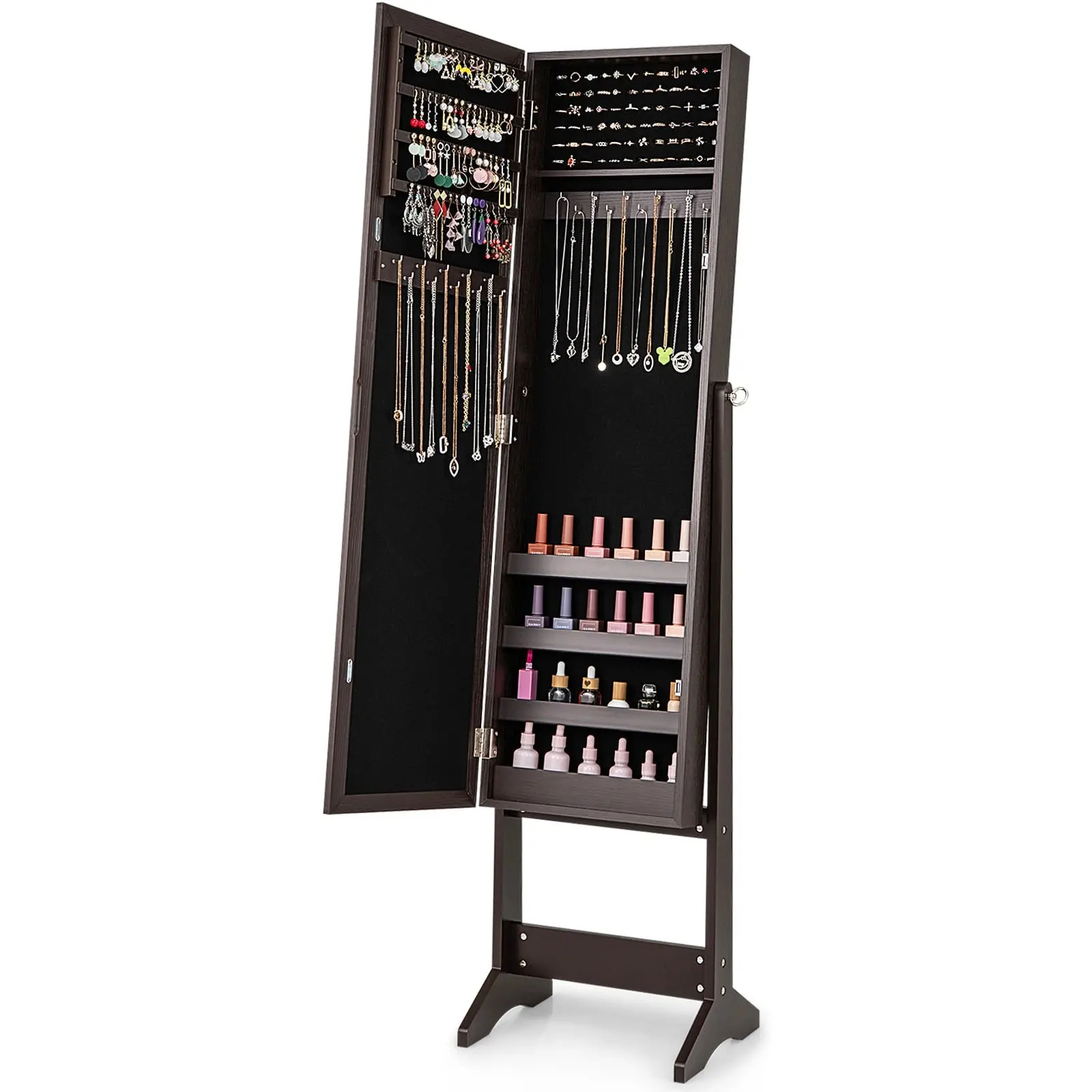 Dulap-oglinda pentru bijuterii Costway HW66419CF (Coffee) - 3