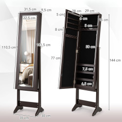 Dulap-oglinda pentru bijuterii Costway HW66419CF (Coffee) Thumb