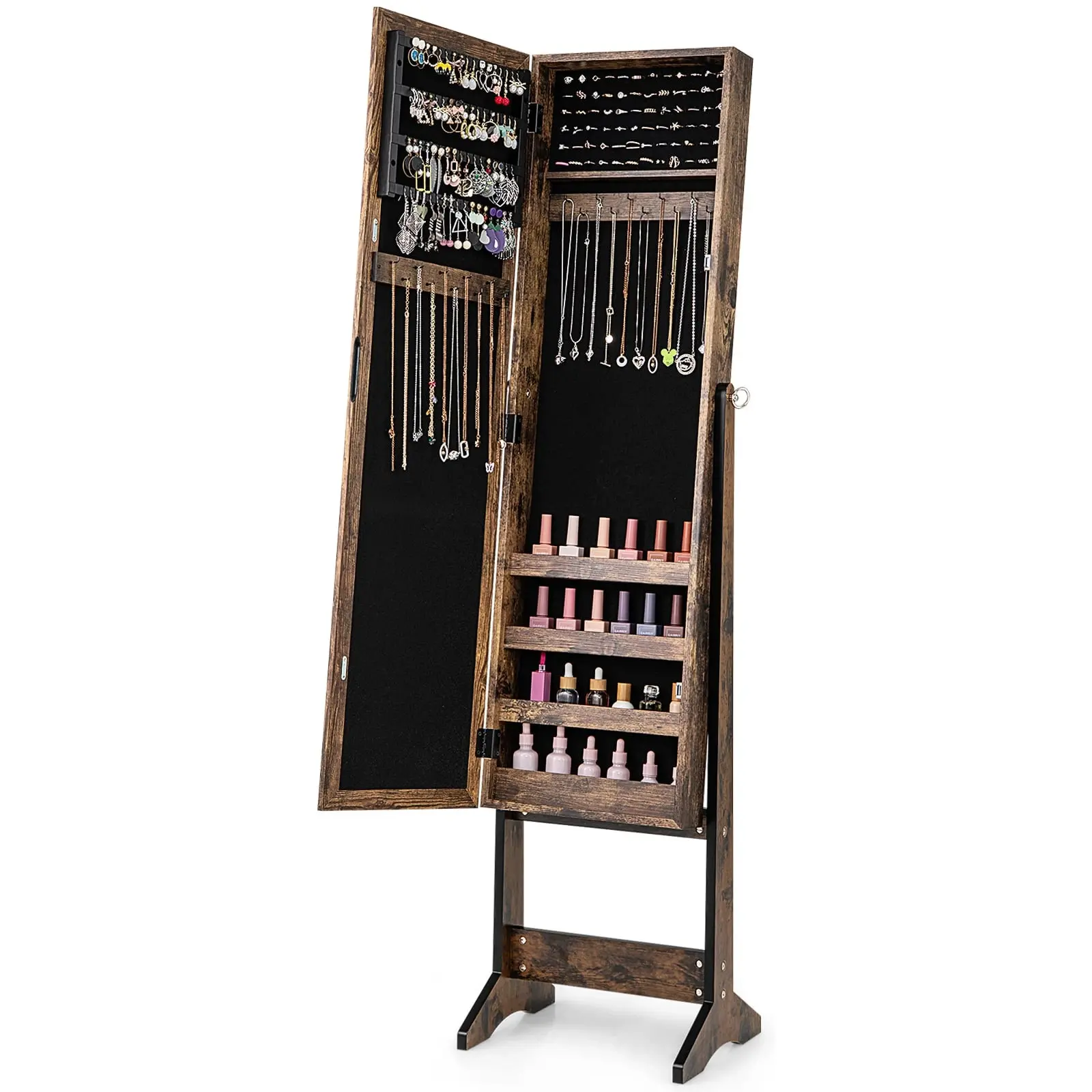 Dulap-oglinda pentru bijuterii Costway HW66419FG (Brown) - 3