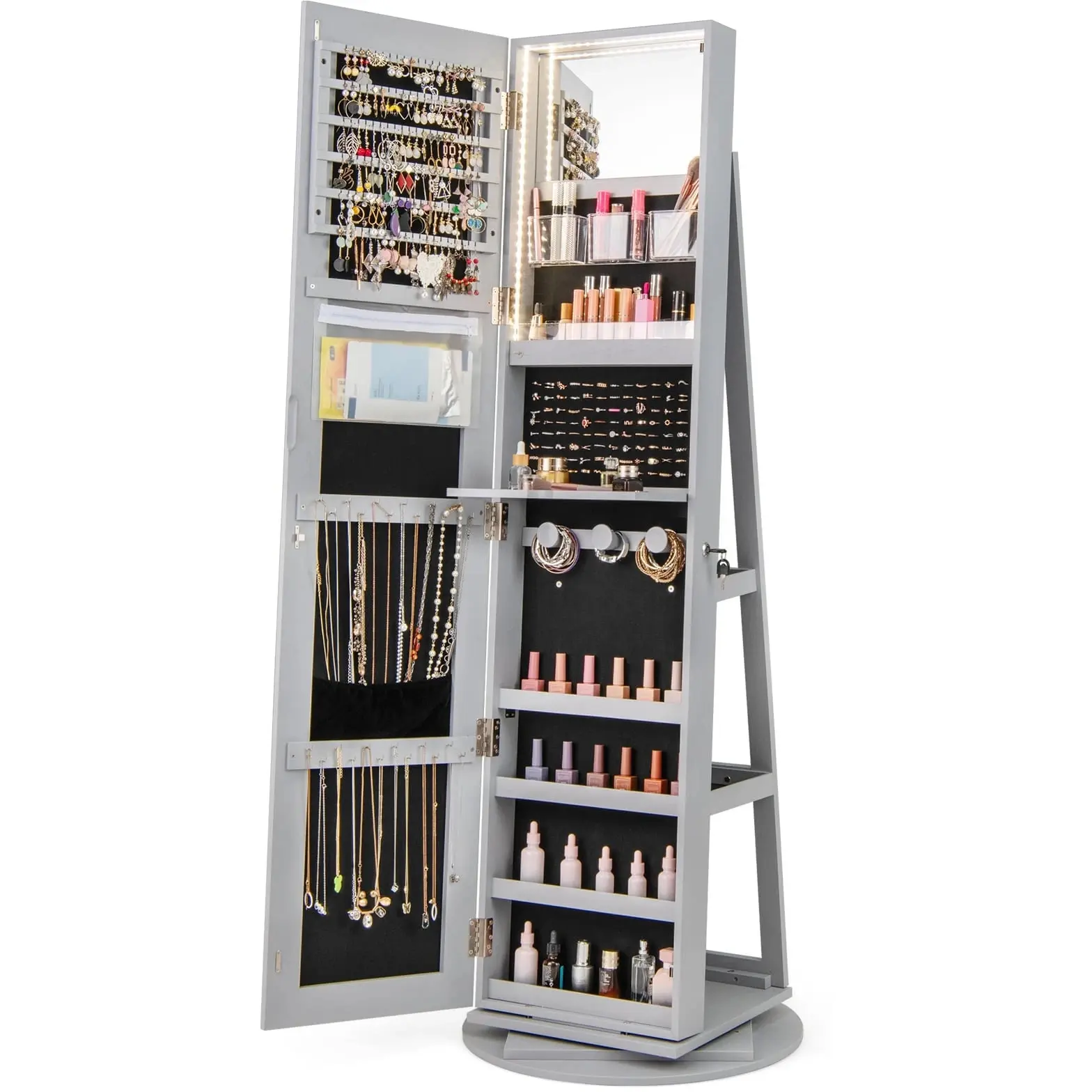 Dulap-oglinda pentru bijuterii Costway JV10430GR (Grey) - 3