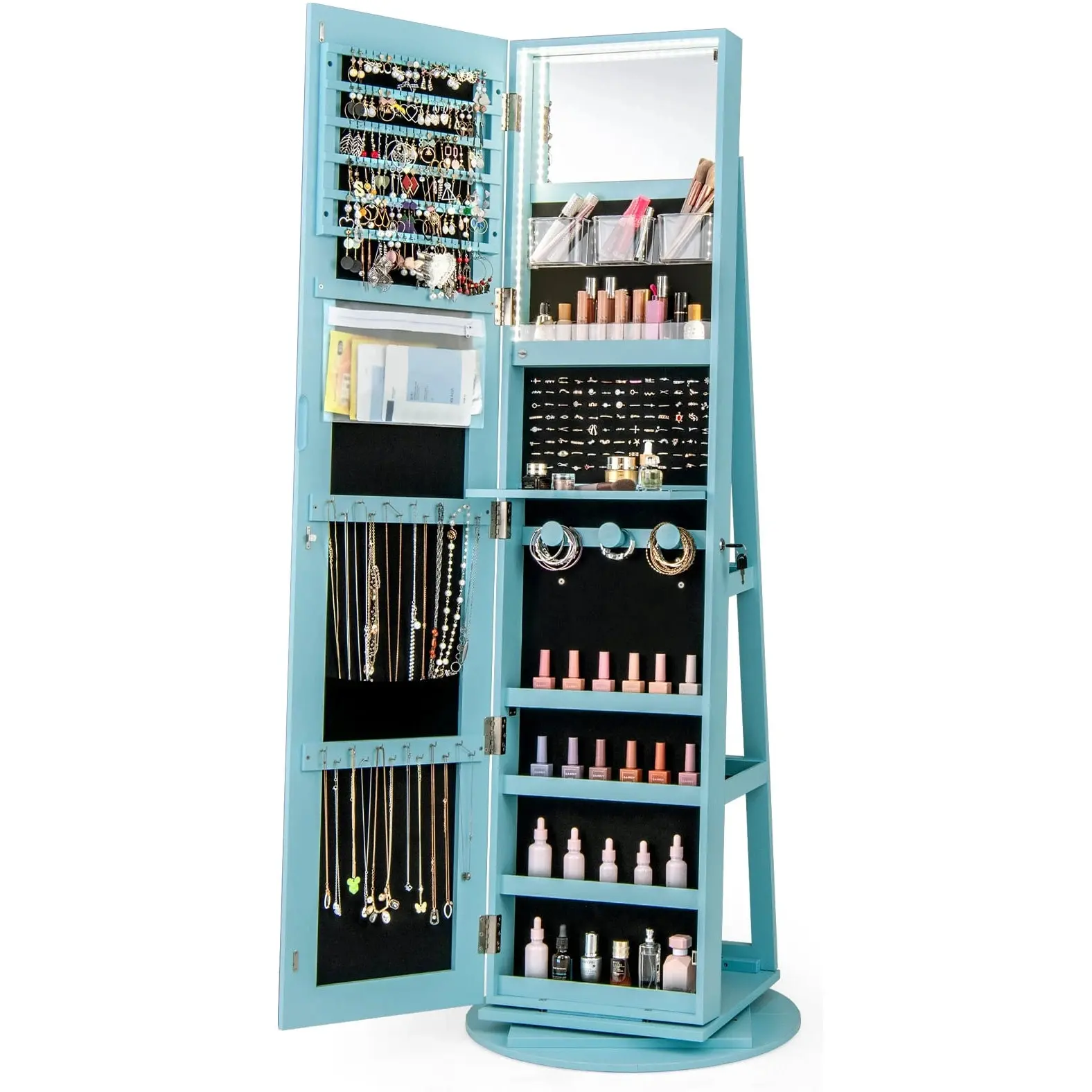 Dulap-oglinda pentru bijuterii Costway JV10430LU (Light Blue) - 2