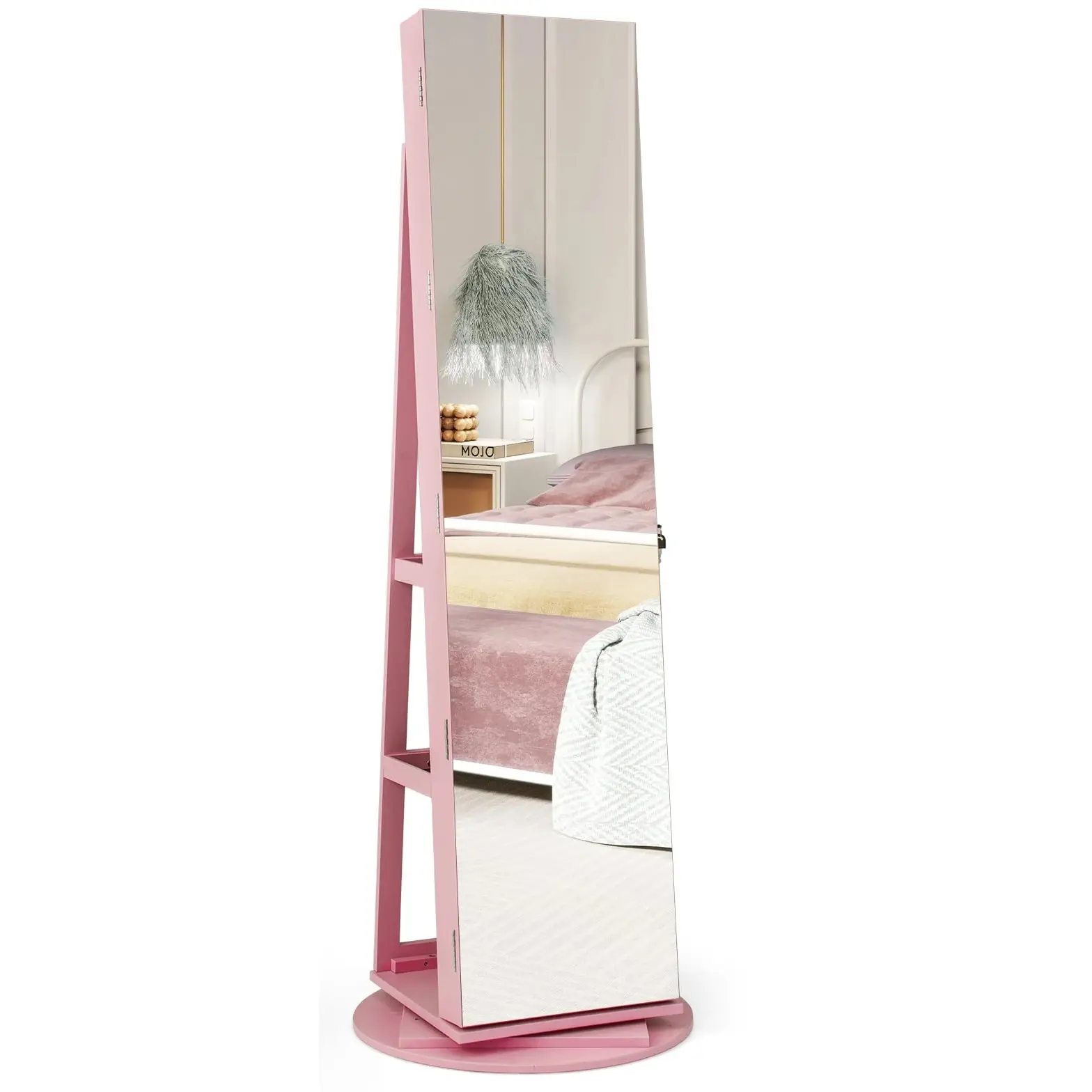 Dulap-oglinda pentru bijuterii Costway JV10430PI (Pink) - 2
