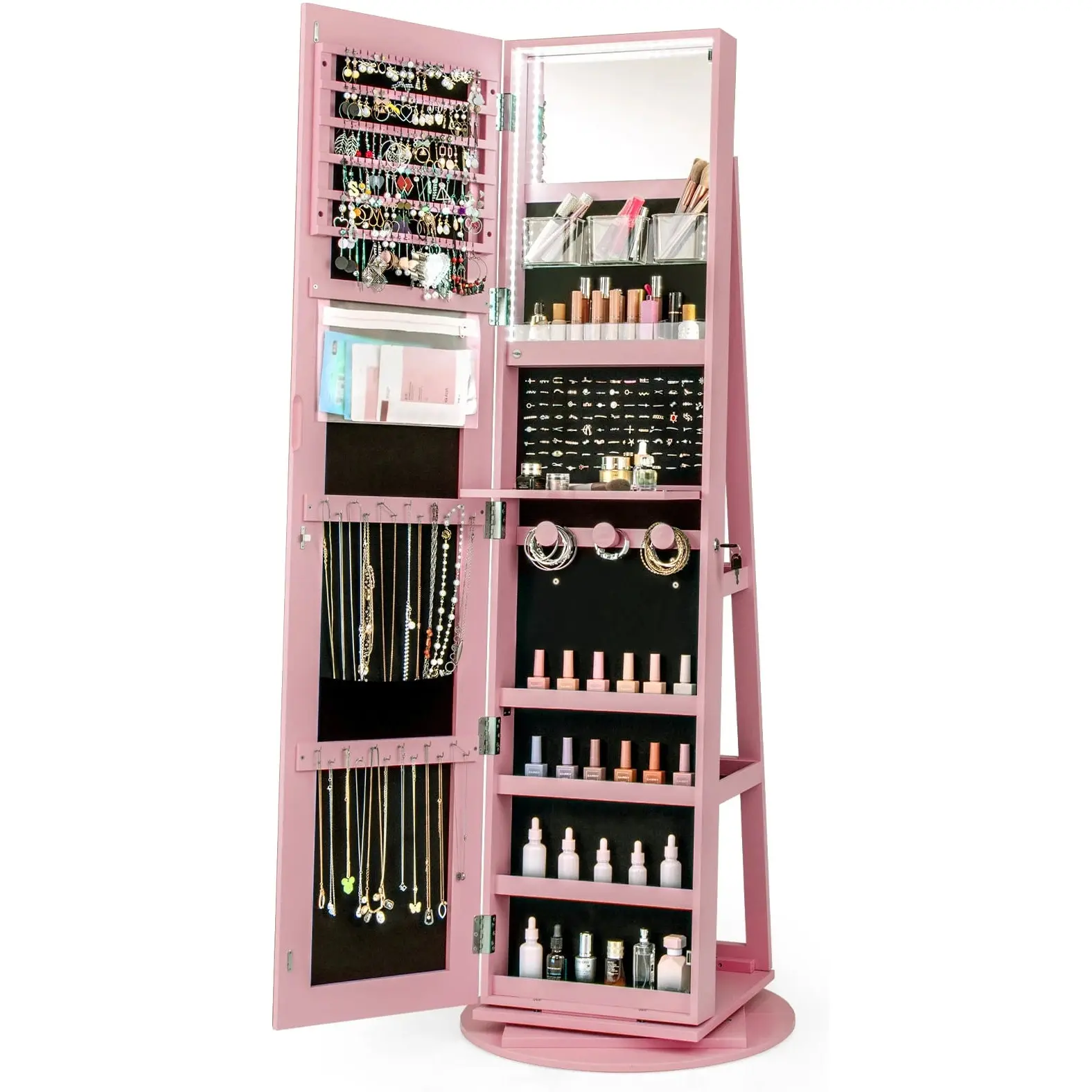 Dulap-oglinda pentru bijuterii Costway JV10430PI (Pink) - 3