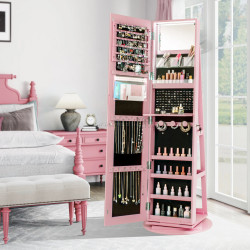 Dulap-oglinda pentru bijuterii Costway JV10430PI (Pink)