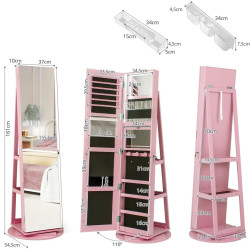 Dulap-oglinda pentru bijuterii Costway JV10430PI (Pink) Thumb