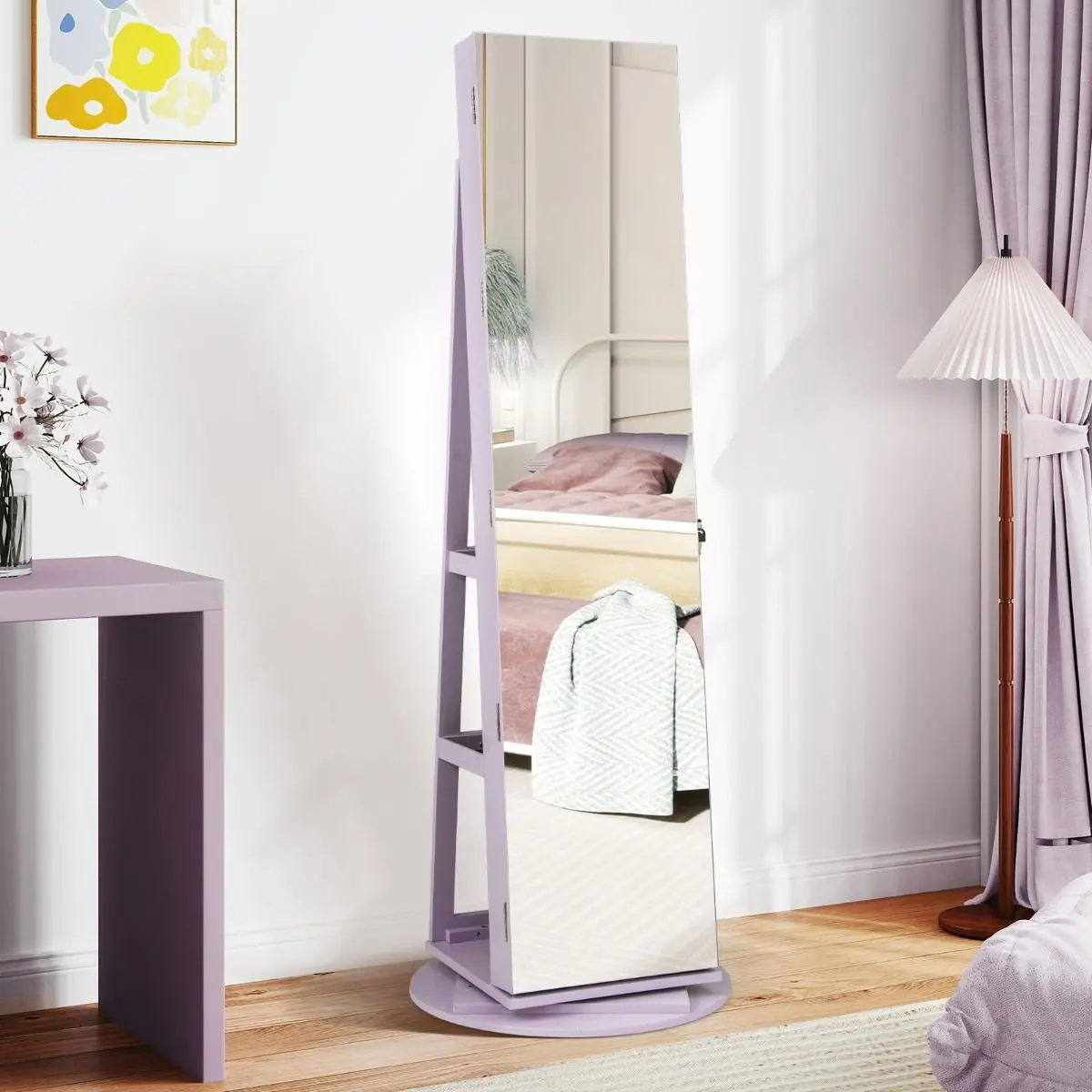 Dulap-oglinda pentru bijuterii Costway JV10430VT (Purple) - 2