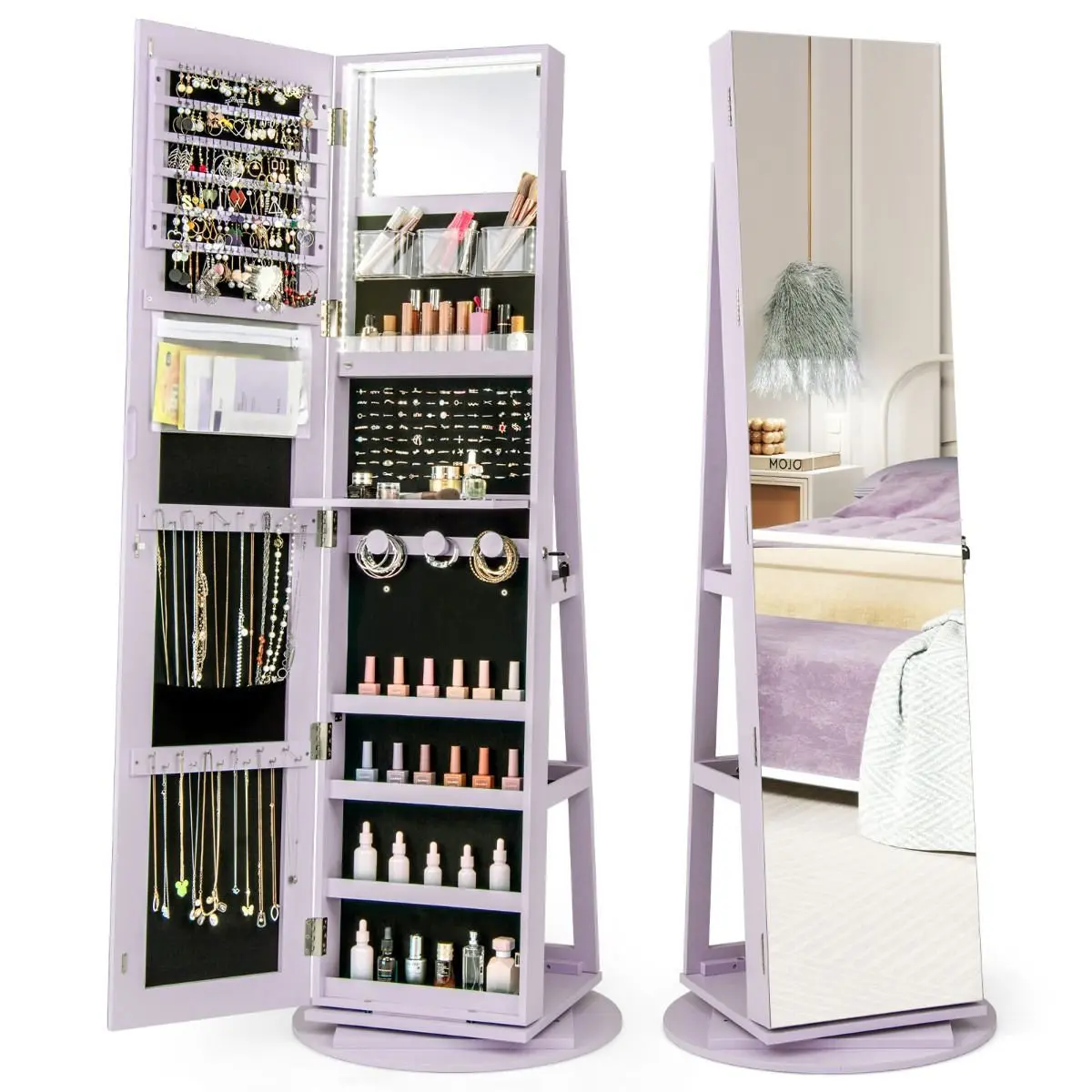 Dulap-oglinda pentru bijuterii Costway JV10430VT (Purple) - 3