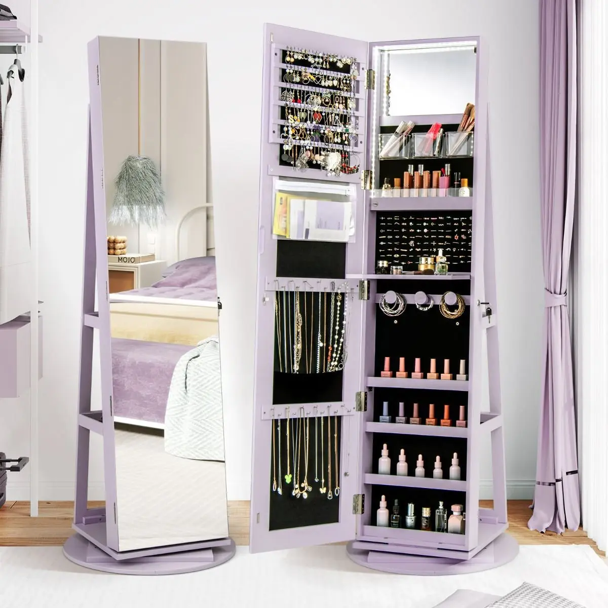 Dulap-oglinda pentru bijuterii Costway JV10430VT (Purple) - 5