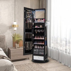 Dulap-oglinda pentru bijuterii Costway JV11195DK (Black)