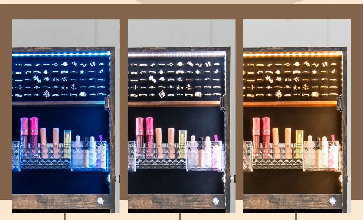 Dulap-oglinda pentru bijuterii Costway JV11196DE-CF (Brown)