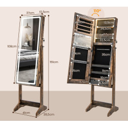 Dulap-oglinda pentru bijuterii Costway JV11196DE-CF (Brown) Thumb