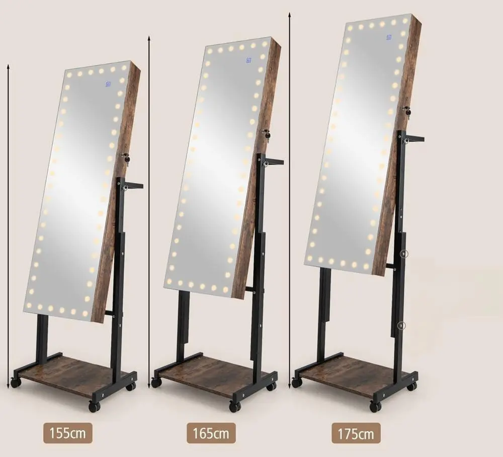 Dulap-oglinda pentru bijuterii Costway JV11239CF (Brown)