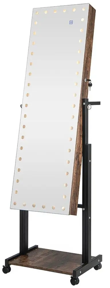 Dulap-oglinda pentru bijuterii Costway JV11239CF (Brown)