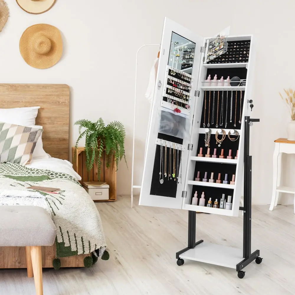 Шкаф-зеркало для украшений Costway JV11239WH (White)