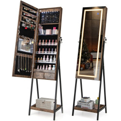 Шкаф-зеркало для украшений Costway JV11240CF (Brown) Thumb