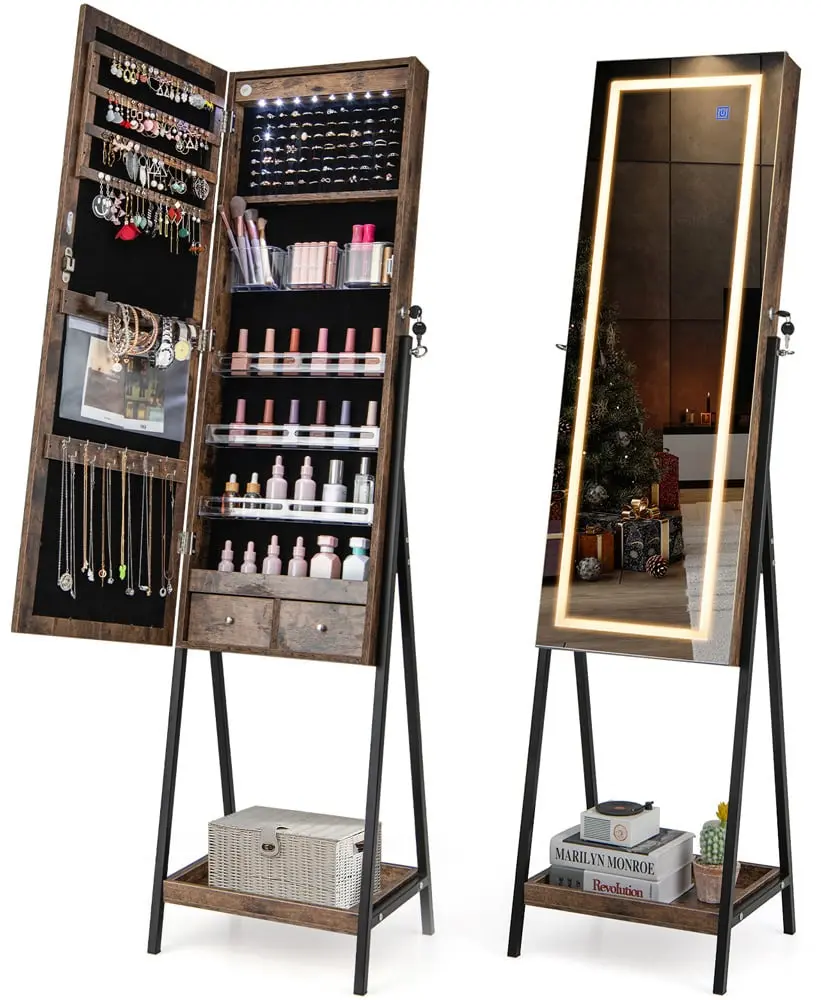 Шкаф-зеркало для украшений Costway JV11240CF (Brown)