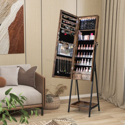 Dulap-oglinda pentru bijuterii Costway JV11240CF (Brown)