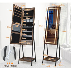 Шкаф-зеркало для украшений Costway JV11240CF (Brown) Thumb