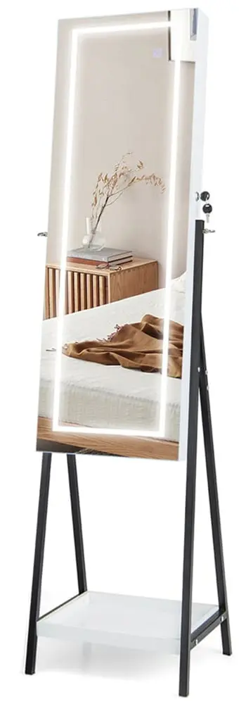 Шкаф-зеркало для украшений Costway JV11240WH (White)