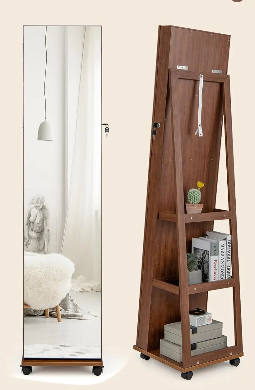 Dulap-oglinda pentru bijuterii Costway JV11245BN (Brown)