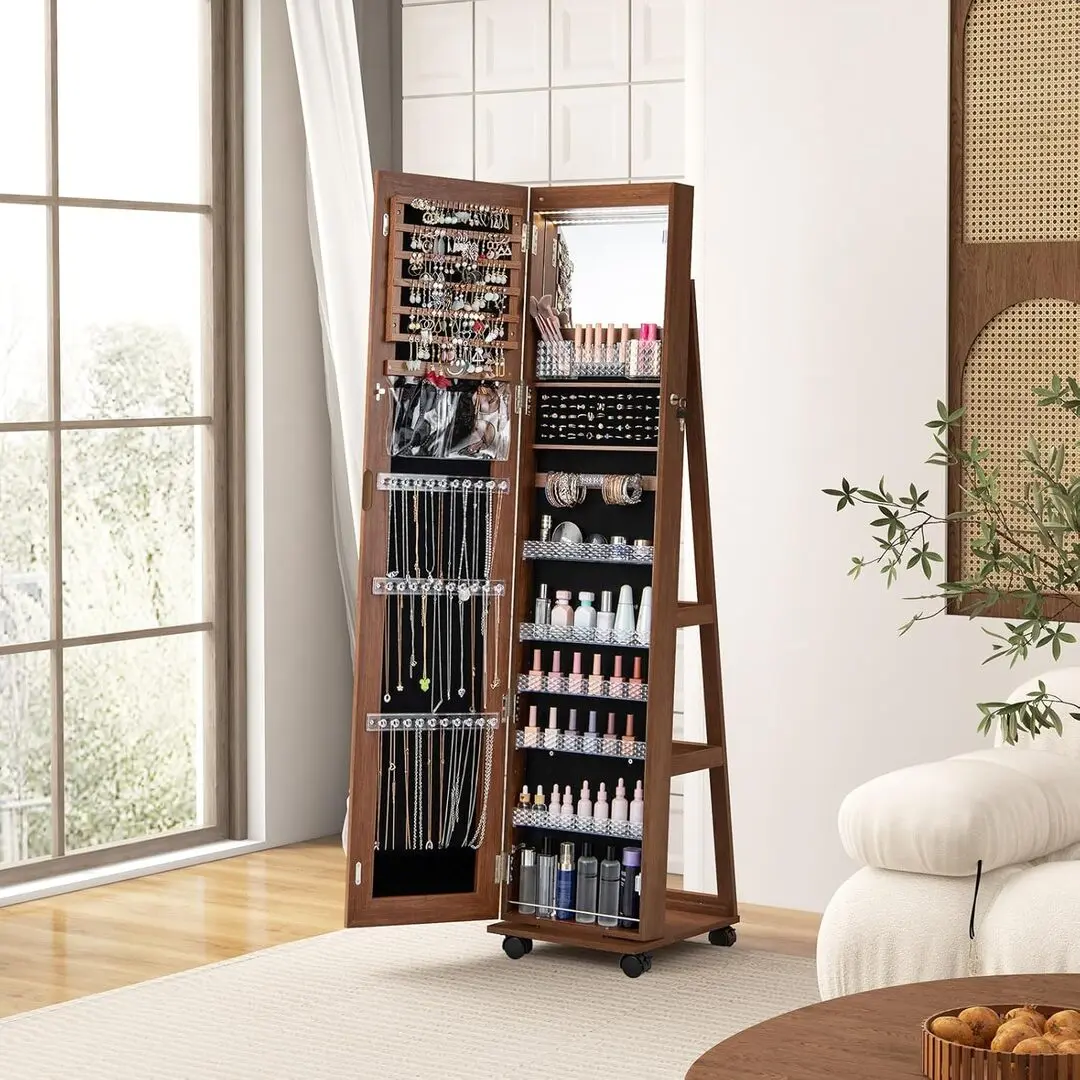 Dulap-oglinda pentru bijuterii Costway JV11245BN (Brown)