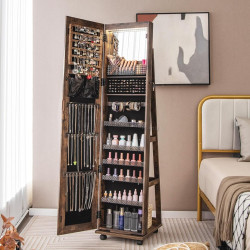 Dulap-oglinda pentru bijuterii Costway JV11245CF (Coffee)