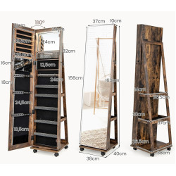 Dulap-oglinda pentru bijuterii Costway JV11245CF (Coffee) Thumb