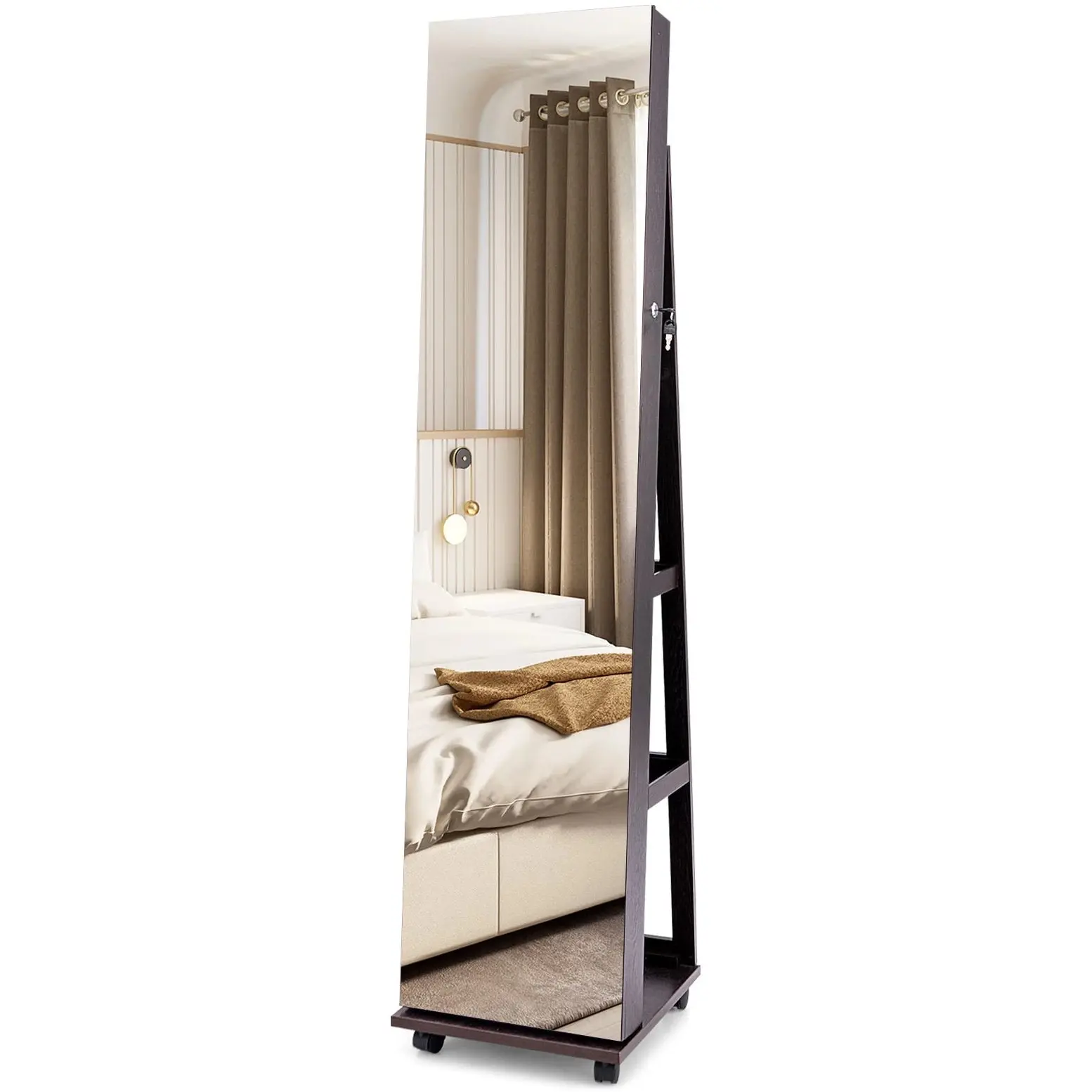 Dulap-oglinda pentru bijuterii Costway JV11245ZS (Brown) - 2