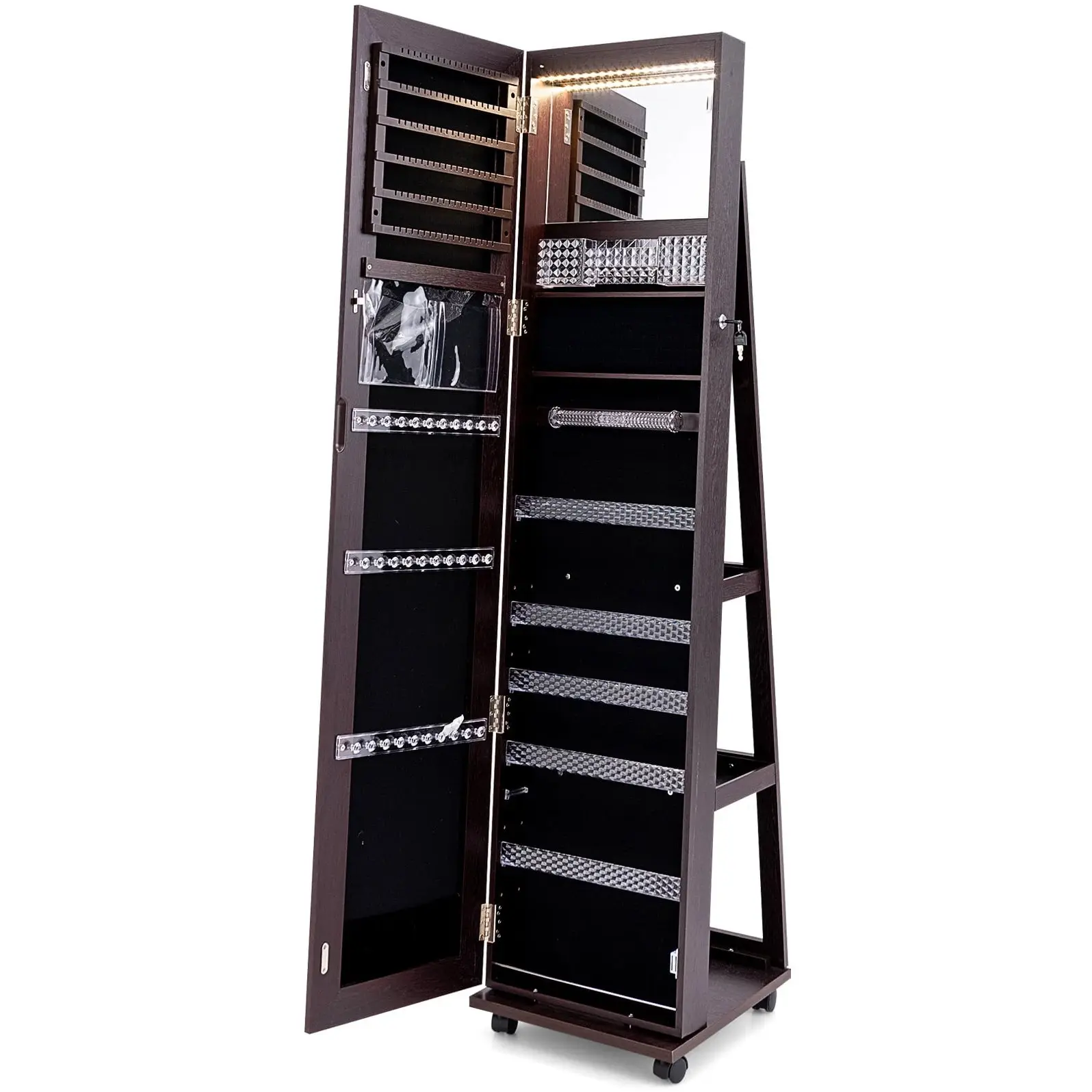Dulap-oglinda pentru bijuterii Costway JV11245ZS (Brown) - 3