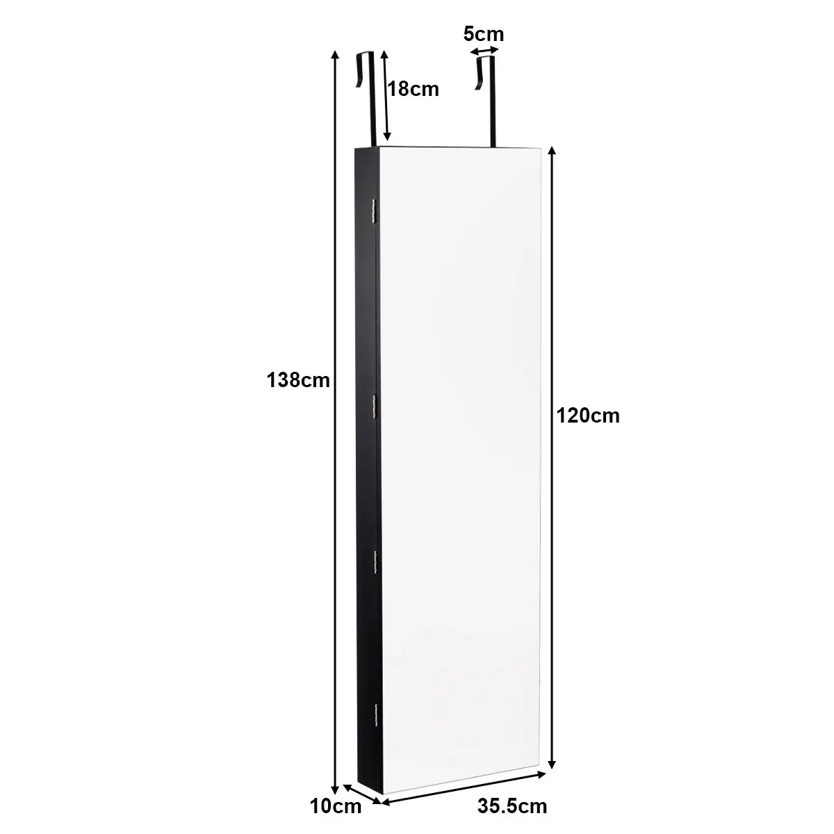 Dulap-oglinda pentru bijuterii Costway JV11889BK (Black) - 3