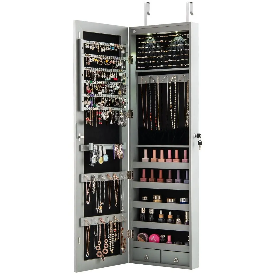 Dulap-oglinda pentru bijuterii Costway JV11889GR (Grey) - 2