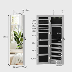 Dulap-oglinda pentru bijuterii Costway JV11889GR (Grey) Thumb