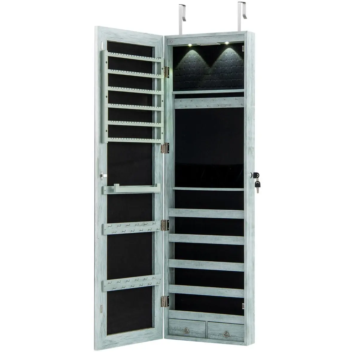 Dulap-oglinda pentru bijuterii Costway JV11889NY (Light Blue) - 2