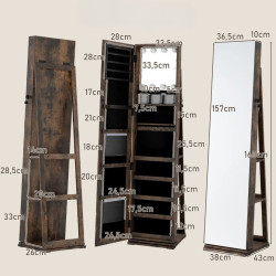 Шкаф-зеркало для украшений Costway JV12358FG (Brown) Thumb