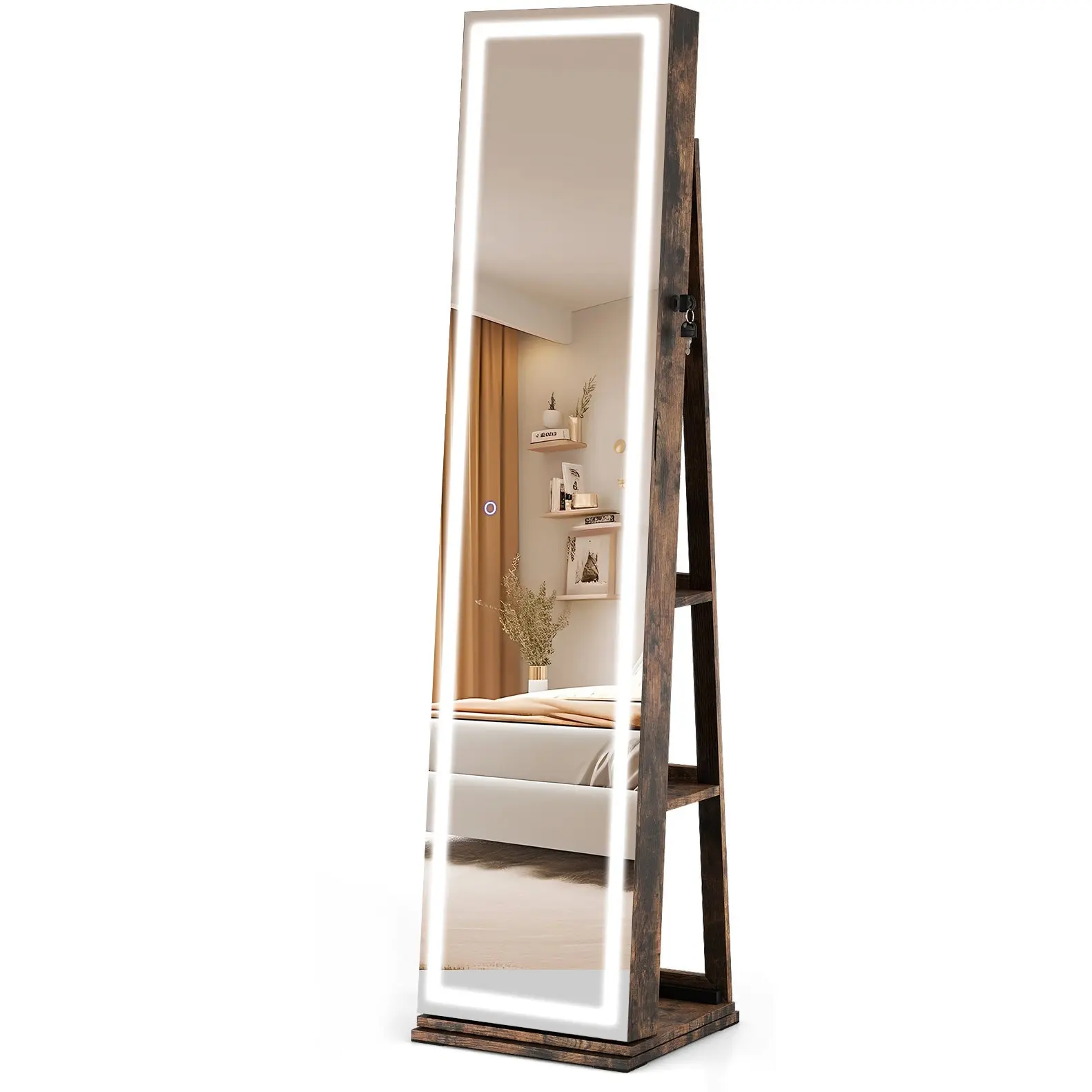 Dulap-oglinda pentru bijuterii Costway JV12479DE-FG (Brown) - 2