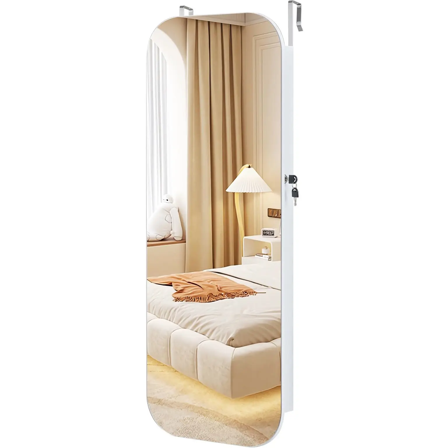 Dulap-oglinda pentru bijuterii Costway JV12515WH (White) - 2