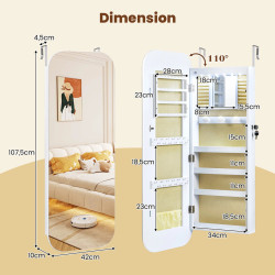 Dulap-oglinda pentru bijuterii Costway JV12515WH (White) Thumb