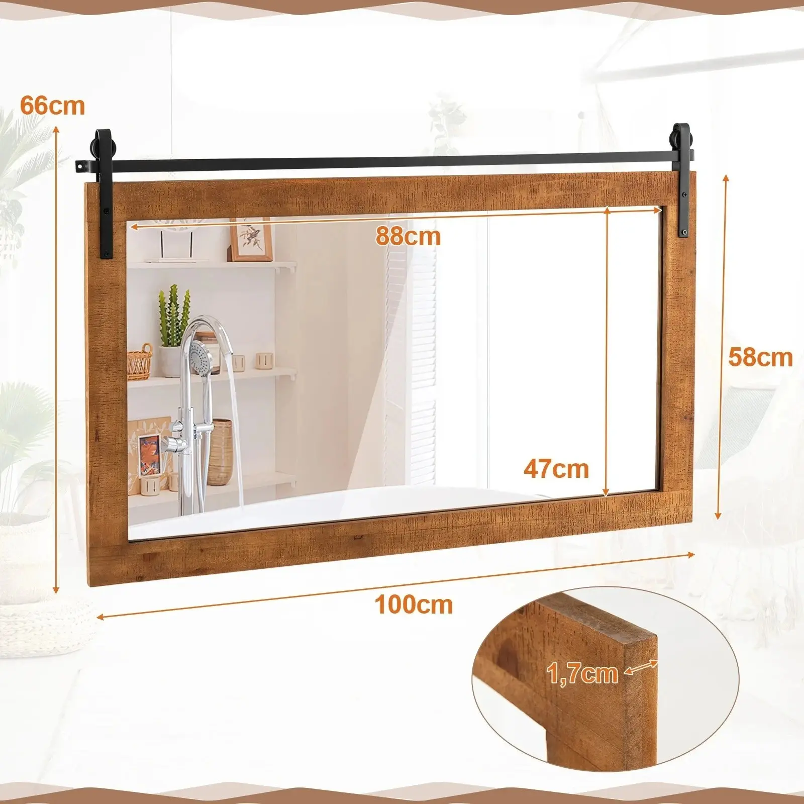 Oglinda Costway HZ10201BN (Brown) - 3