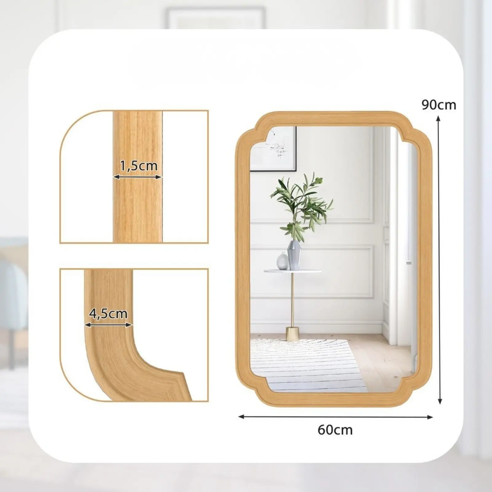 Oglinda Costway HZ10346NA (Natural) - 3