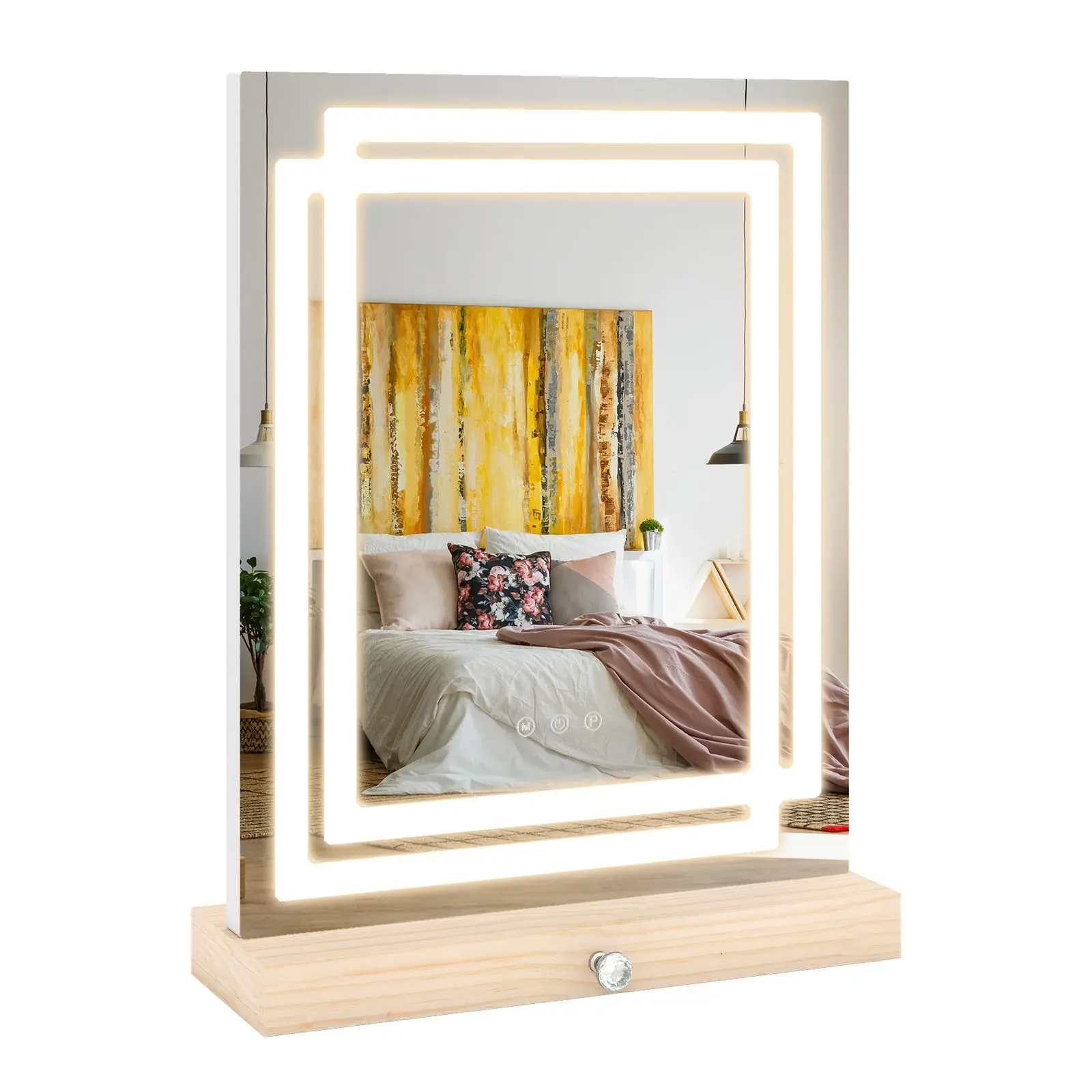 Oglinda cu LED Costway HU11337DE (Natural) - 2