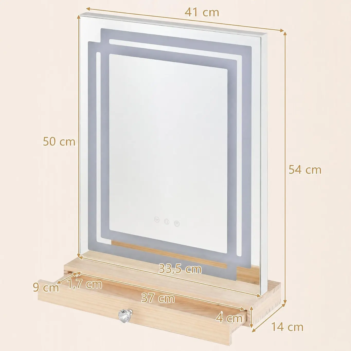Oglinda cu LED Costway HU11337DE (Natural) - 3