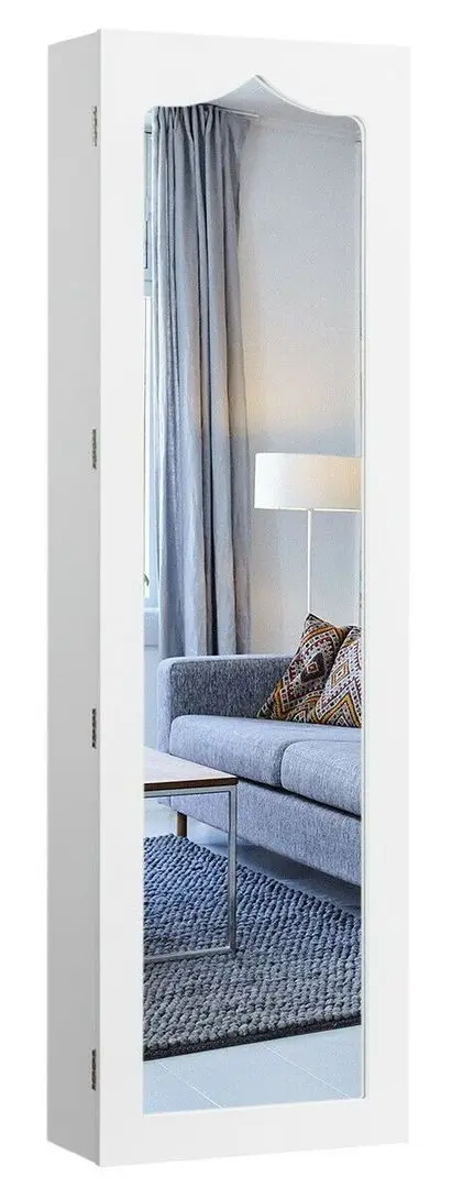 Dulap-oglinda pentru bijuterii Costway HW63090WH (White)