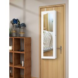 Dulap-oglinda pentru bijuterii Costway HW63092WH (White)