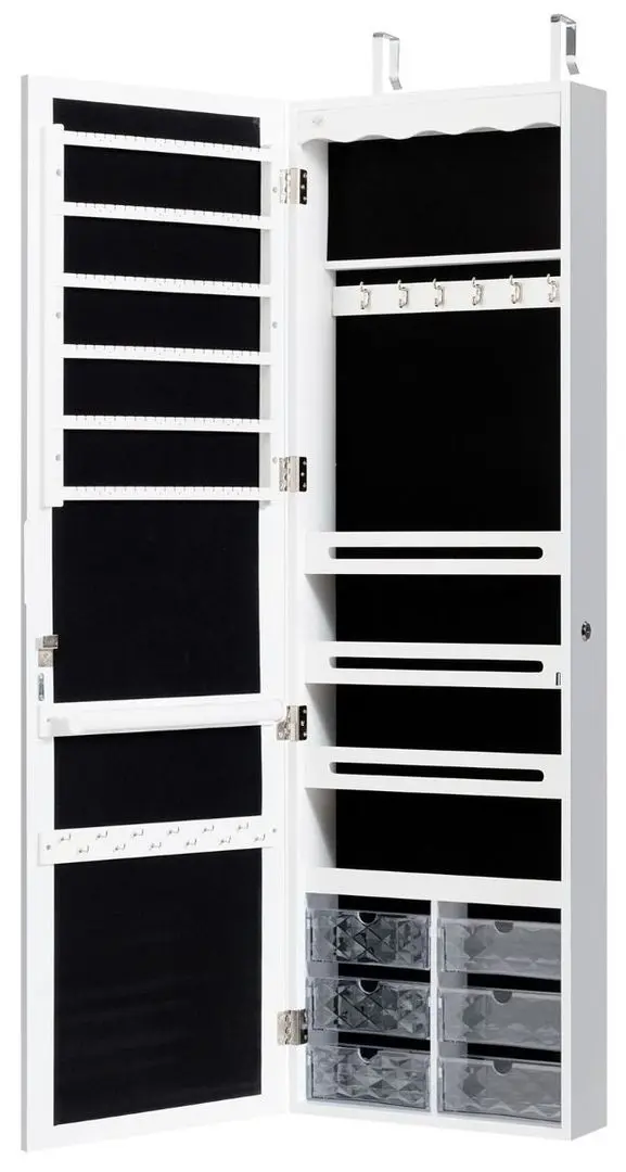 Dulap-oglinda pentru bijuterii Costway HW63092WH (White)