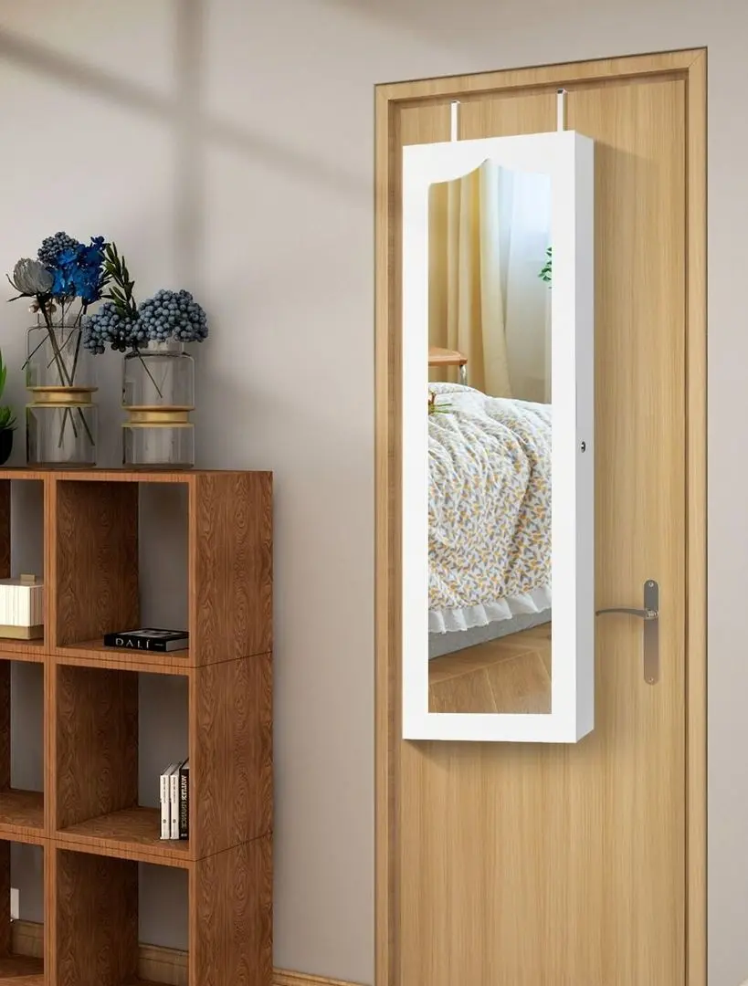 Dulap-oglinda pentru bijuterii Costway HW63092WH (White)