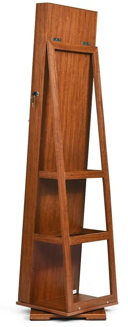 Dulap-oglinda pentru bijuterii Costway HW64483BN (Light Brown)